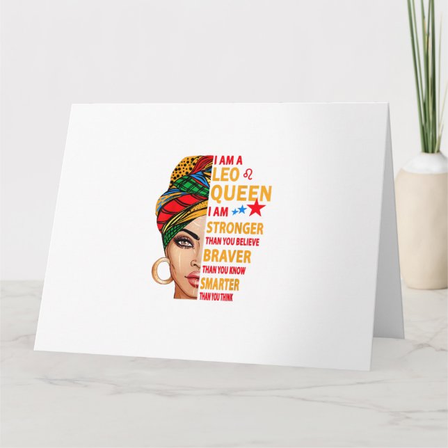 Tarjeta Leo queen I am stronger funny birthday gift for Le (Anverso)
