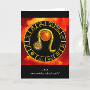 Tarjeta LEO Topacio Amarillo y Cumpleaños Zodiaco de Oro