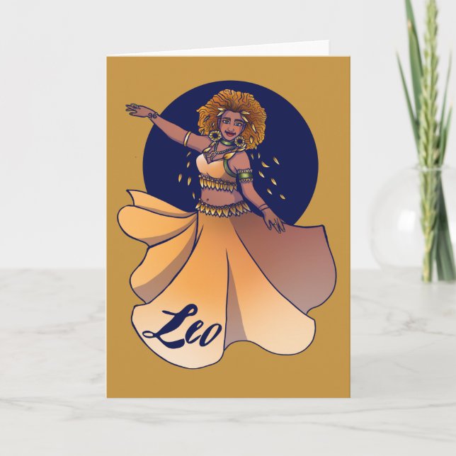 Tarjeta Leo Zodiac Belly Diosa del Bailarín (Anverso)