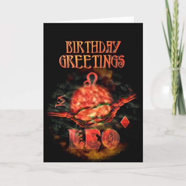 Tarjeta Leo Zodiac Birthday Greetings por Valxart (Anverso)