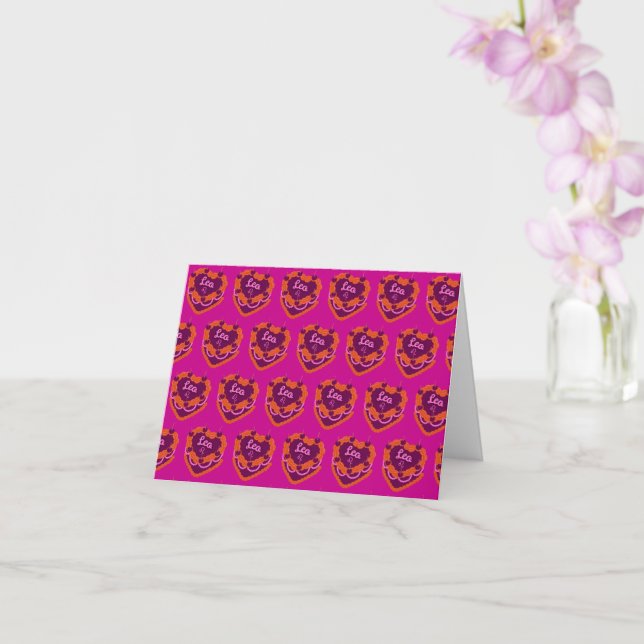Tarjeta Leo Zodiac Coquette Heart Birthday Cake (Orquídea)