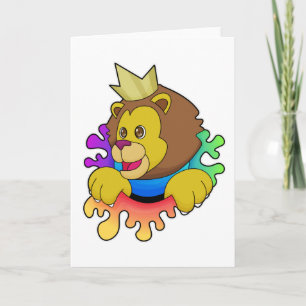 Tarjeta León como rey con corona