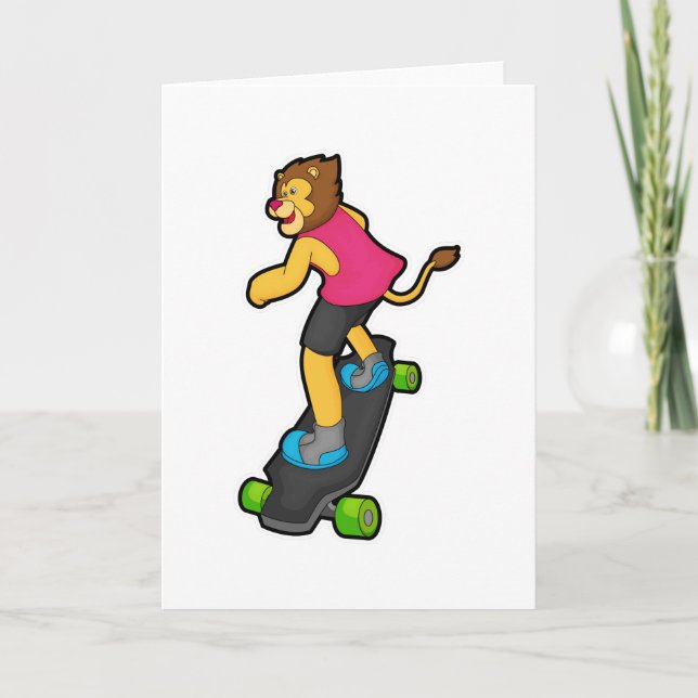 Tarjeta León como Skateboarder con monopatín (Anverso)