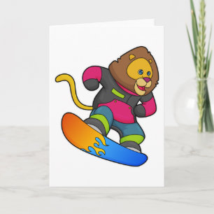 Tarjeta León como snowboarder con Snowboard