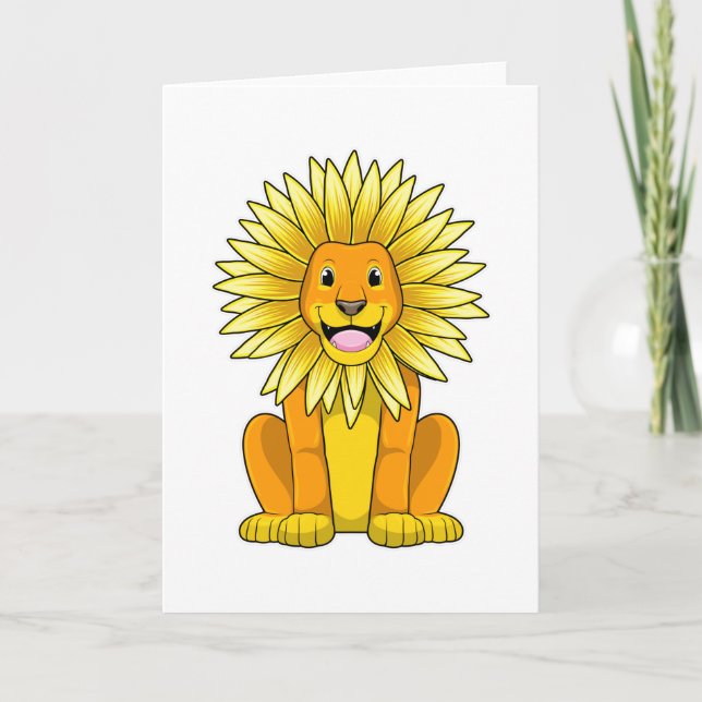 Tarjeta León con flor de girasol (Anverso)