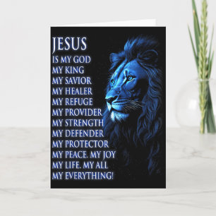 Tarjeta León Cristiano Jesús Es Mi Rey, Dios, Señor, Y Sa