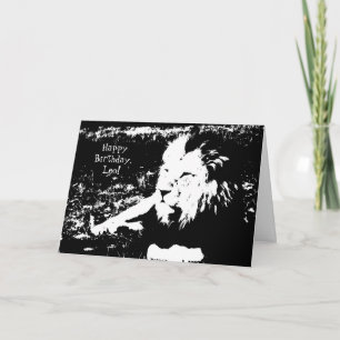 Tarjeta ¡León en blanco y negro - feliz cumpleaños Leo!