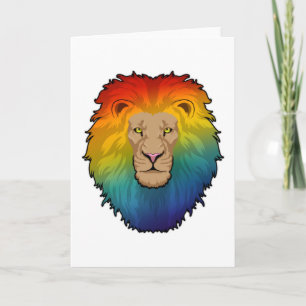Tarjeta León en Colores del Arcoíris