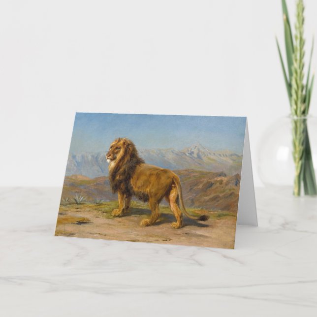 Tarjeta León en un paisaje montañoso | Rosa Bonheur (Anverso)