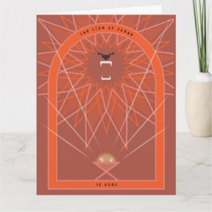 Tarjeta León en un pesebre