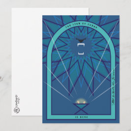 Tarjeta León en un pesebre