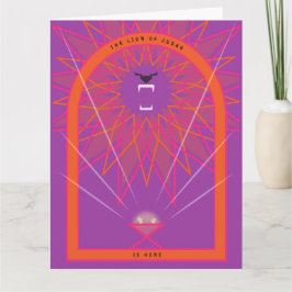 Tarjeta León en un pesebre