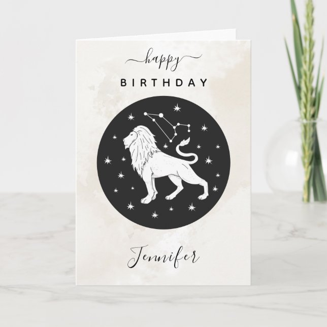 Tarjeta León Estrella Zodiaca León Astrología Marble de Ho (Anverso)