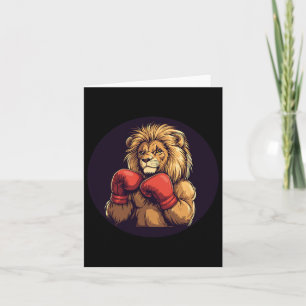 Tarjeta León Fuerte Con Vestiduras De Boxeo Para Niños Y