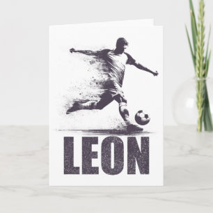 Tarjeta Leon Fútbol Chicos Personalizado Primer Nombre Leo
