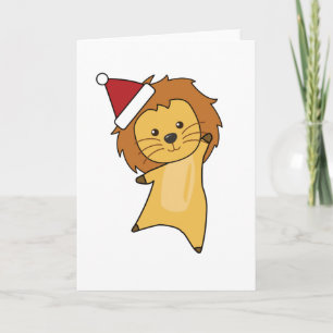 Tarjeta León Navidad Animales Lindos Para Niños Leona