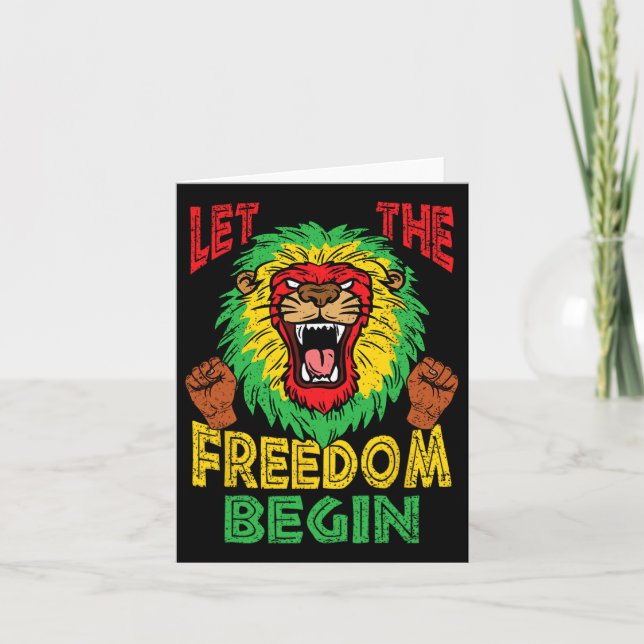 Tarjeta León Rasta Libertad Juneteenth Historia Negra Áfri (Anverso)
