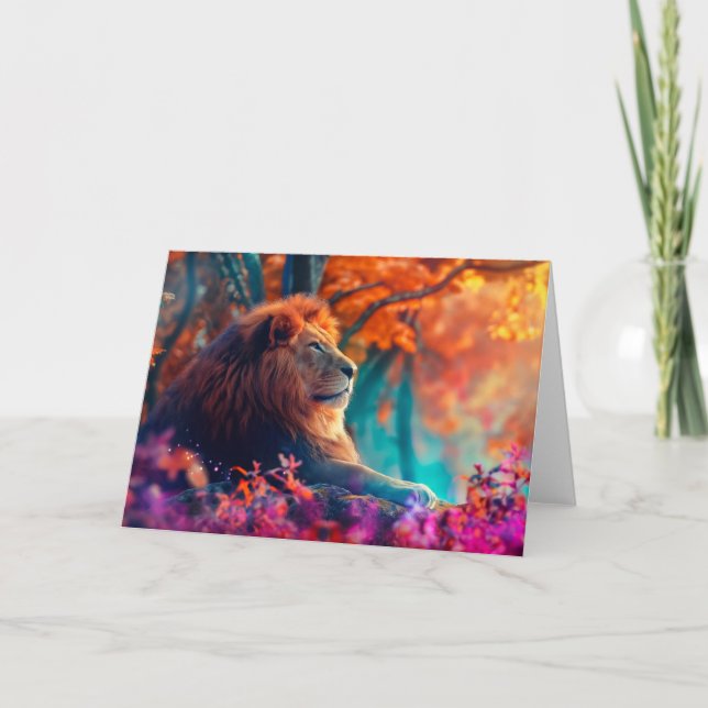 Tarjeta León Regio en Diseño de Bosque Encantado (Anverso)