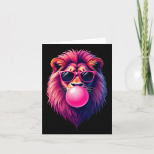 Tarjeta León Rosa Soplando Chicle 