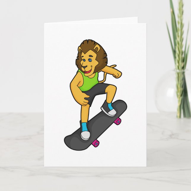 Tarjeta León Skater Patineta (Anverso)