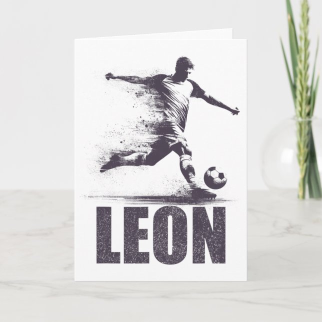 Tarjeta Leon Soccer Boys Personalized First Name Leon  (Anverso)