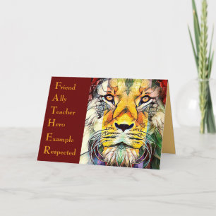 Tarjeta León Vida Silvestre Arte Padre Acrónimo Día de los