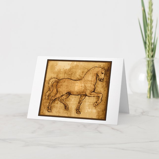 Tarjeta Leonardo Da Vinci Horse Art (Anverso)