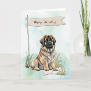 Tarjeta Leonberger Dog Raza Al Aire Libre Bajo Rótulo De C