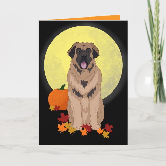 Tarjeta Leonberger Halloween Otoño (Anverso)