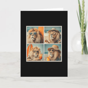 Tarjeta Leones Geniales Con Gafas De Sol Animales De Playa