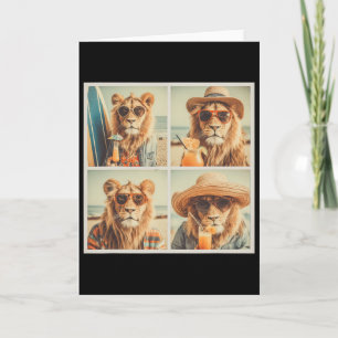Tarjeta Leones Geniales Con Gafas De Sol Animales Lindos V