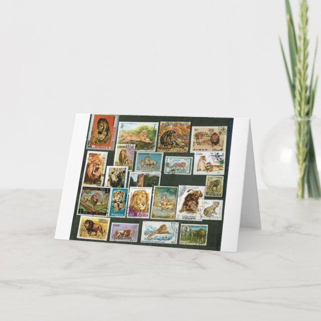 Tarjeta Leones sobre sellos (Anverso)