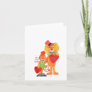 Tarjeta Leones vintage del día de San Valentín