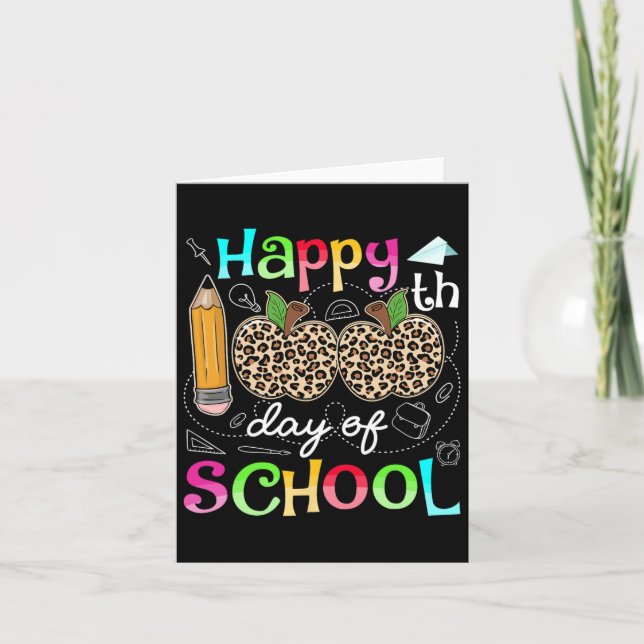 Tarjeta Leopard 100 Días De Estudiante Escolar 100 Días (Anverso)