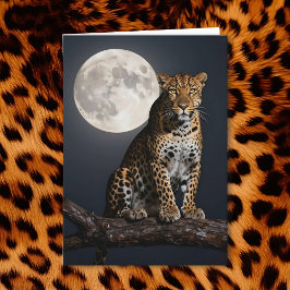 Tarjeta Leopard and Full Moon | Happy Birthday