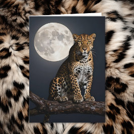 Tarjeta Leopard and Full Moon | Happy Birthday Husband