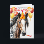 Tarjeta Leopard Appaloosa Horse Funny Birthday<br><div class="desc">Este hermoso caballo Appaloosa con estampado de leopardo está enviando deseos de cumpleaños a un amante de los caballos con humor y globos.</div>