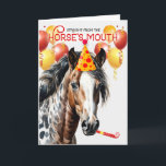 Tarjeta Leopard Appaloosa Horse Funny Birthday<br><div class="desc">Este hermoso caballo Appaloosa con estampado de leopardo está enviando deseos de cumpleaños a un amante de los caballos con humor y globos.</div>