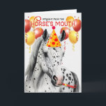 Tarjeta Leopard Appaloosa Horse Funny Birthday<br><div class="desc">El encantador caballo Appaloosa con estampado Leopard quiere mandar deseos de cumpleaños con estilo de amante de los caballos. Mensaje humorístico con globos amarillos y rojos,  gorra fiesta y productor de ruido para una celebración festiva.</div>