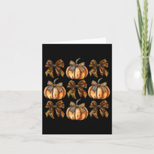 Tarjeta Leopard Coquette Bow Pumpkin Acción de Gracias oto