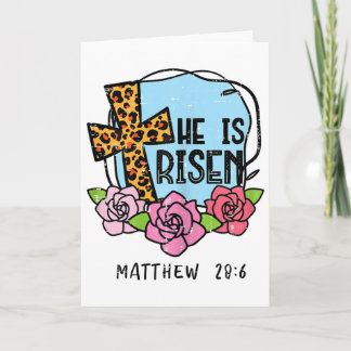 Tarjeta Leopard Cross He Is Risen Easter Jesus Religious W