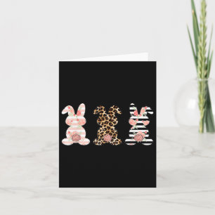 Tarjeta Leopard Easter Bunny Rabbit Trio Cute Easter