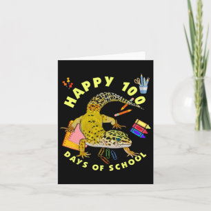 Tarjeta Leopard Gecko Feliz 100 Días De Diversión Escolar