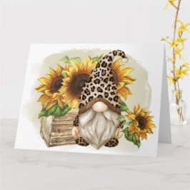 Tarjeta Leopard Gnome Sunflowers