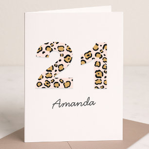 Tarjeta Leopard Print 21 Moderno Nombre de la Cuta 21 cu