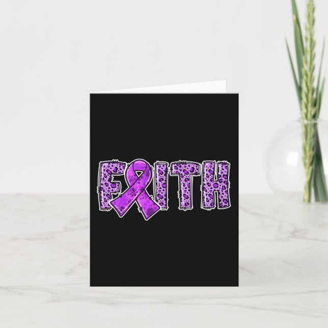 Tarjeta Leopard Print Purple Ribbon FAITH Drug Overdose w (Anverso)