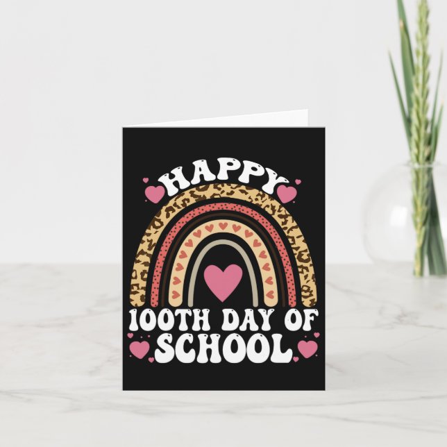 Tarjeta Leopard Rainbow Happy 100 Day School Cute 100 Da (Anverso)