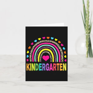 Tarjeta Leopard Rainbow Kindergarten profesor primer día d