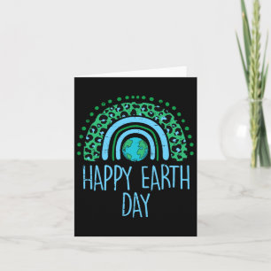 Tarjeta Leopard Rainbow Planet Happy Earth Day Cute Teache