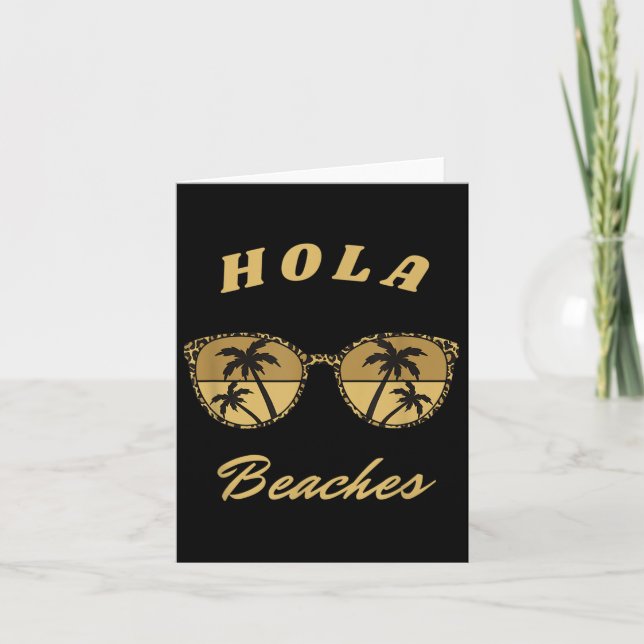 Tarjeta Leopard Sungles Hola Beach Beaches Vacation Palm T (Anverso)